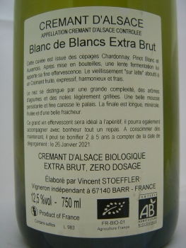 Domaine Stoeffler (Vincent) Crémant Blanc de Blancs Extra Brut, AC Crémant d'Alsace, Schaumwein weiß, trocken, 0,75l